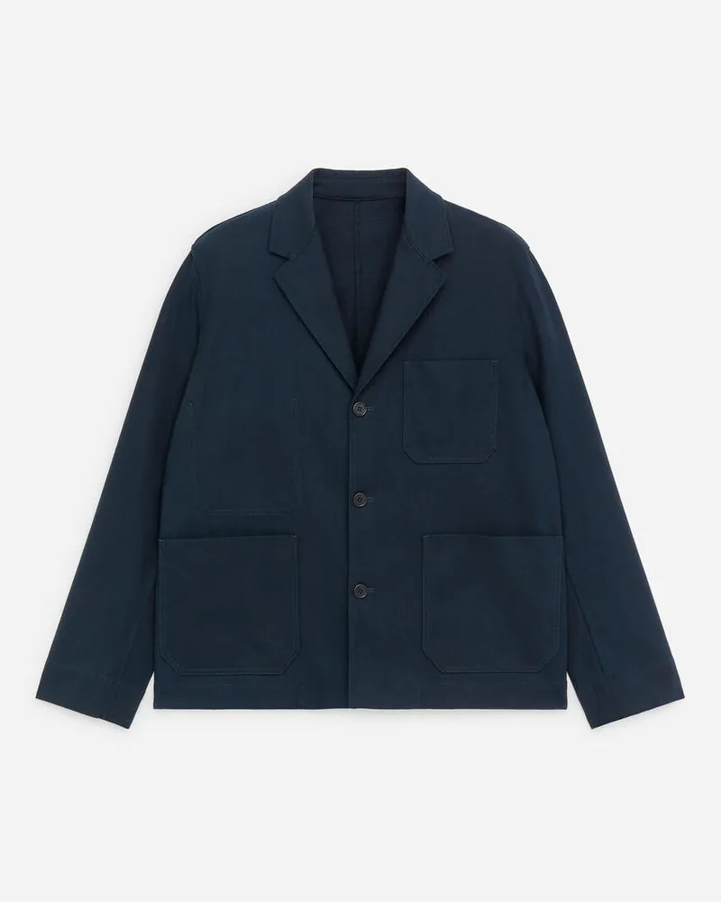 Arket Lässiger Blazer Aus Baumwolle Und Leinen -Blau Blau