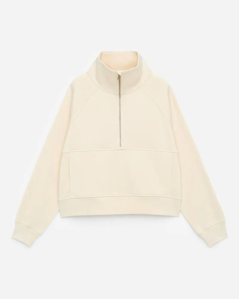 Arket Sweatshirt Aus Baumwolle Mit Kurzem Reißverschluss - Weiß Cremeweiß