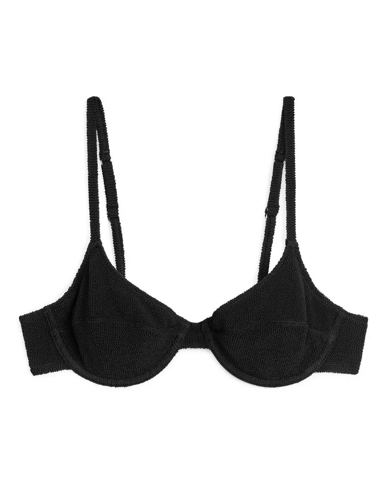 Arket Crinkle-Bikini-Oberteil Mit Bügeln - Schwarz Schwarz