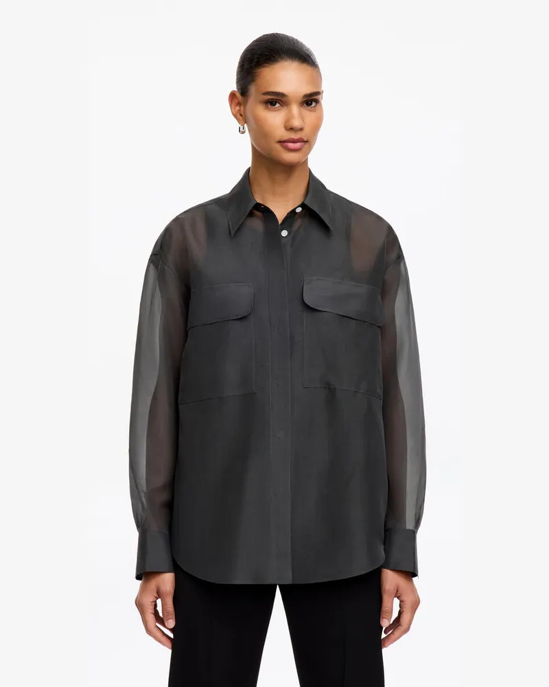Arket Hemd Aus Seidenorganza -Grau Grau