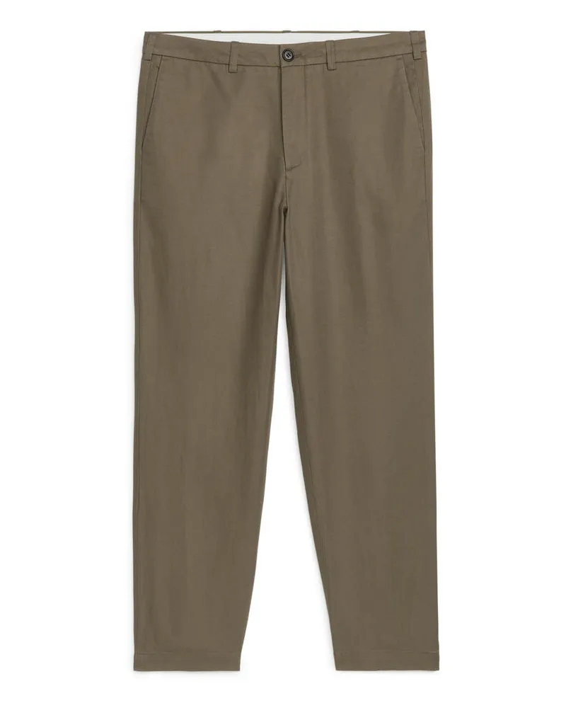Arket Baumwollleinen-Hose REGULAR CROPPED -Braun Braun