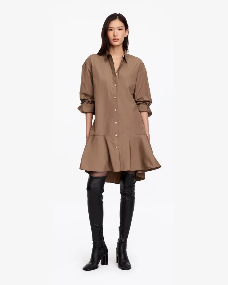 Arket Hemdkleid Aus Baumwolle Mit Schößchen -Braun Braun