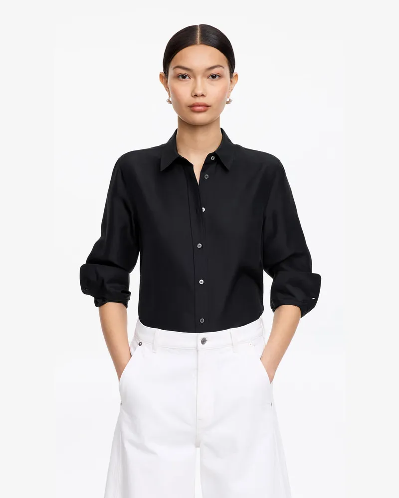 Arket Seidenhemd -Schwarz Schwarz