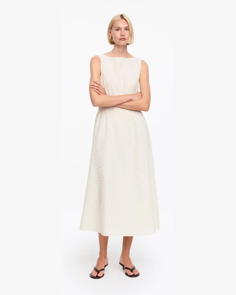 Arket Kleid Aus Seersucker -Weiß Weiß
