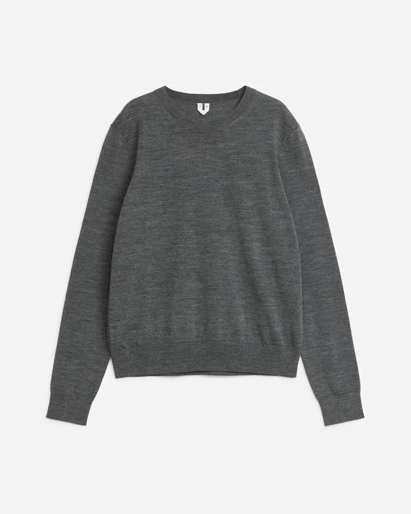 Arket Feinstrickpullover Aus Merinowolle - Grau Graumeliert