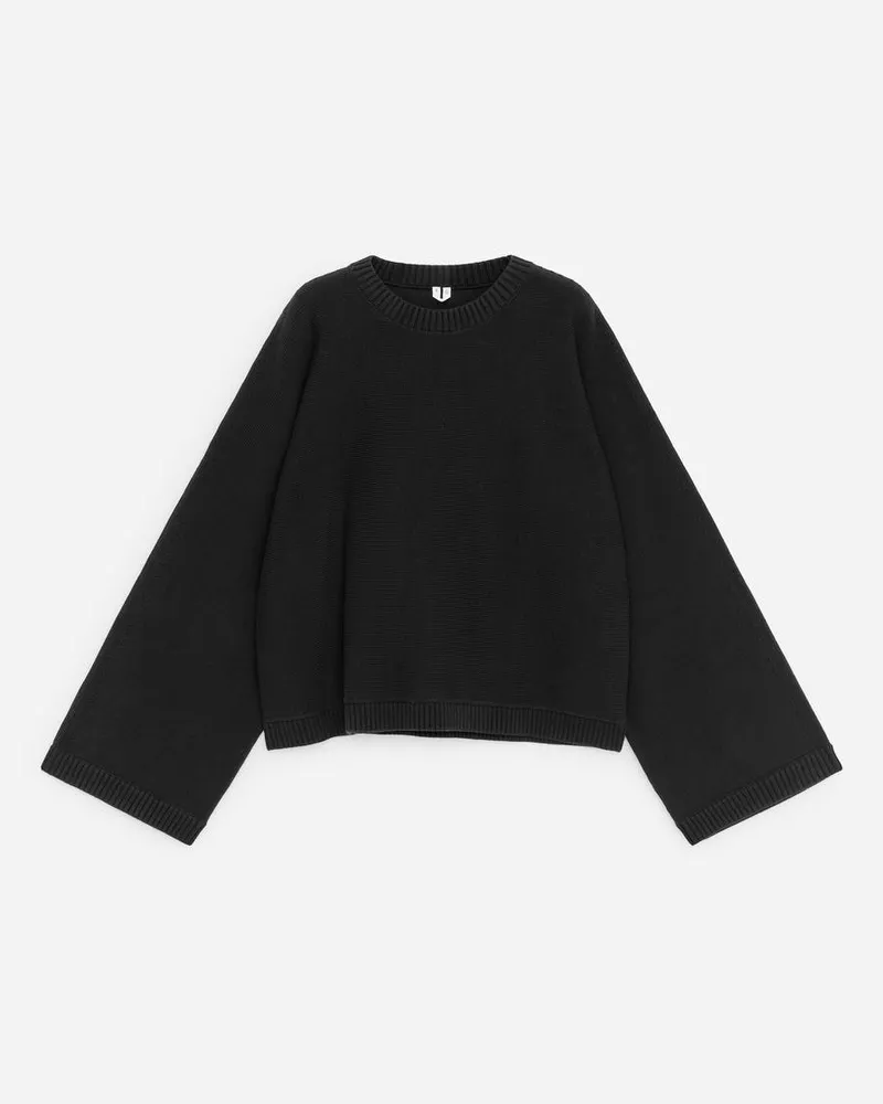 Arket Baumwollpullover Mit Cut-out -Schwarz Schwarz