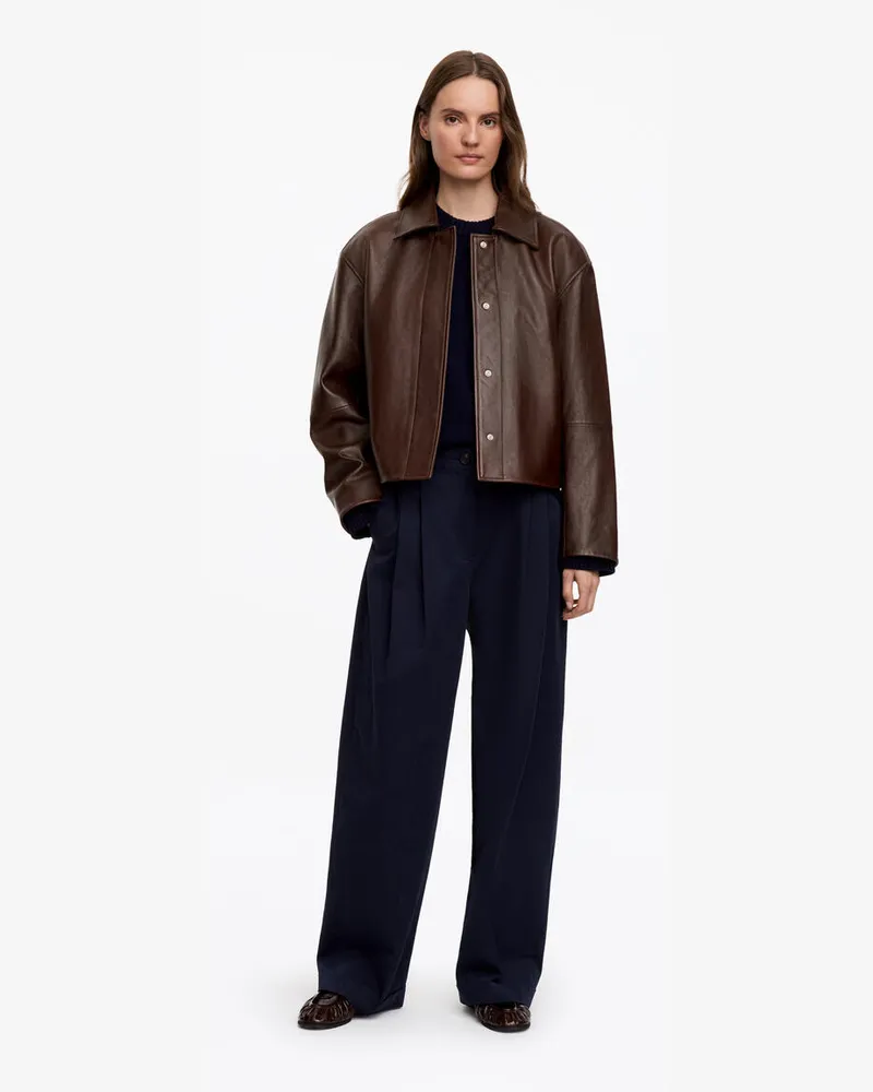 Arket Kurze Lederjacke -Braun Braun