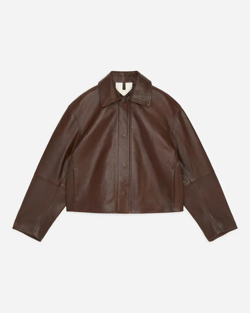 Arket Kurze Lederjacke -Braun Braun