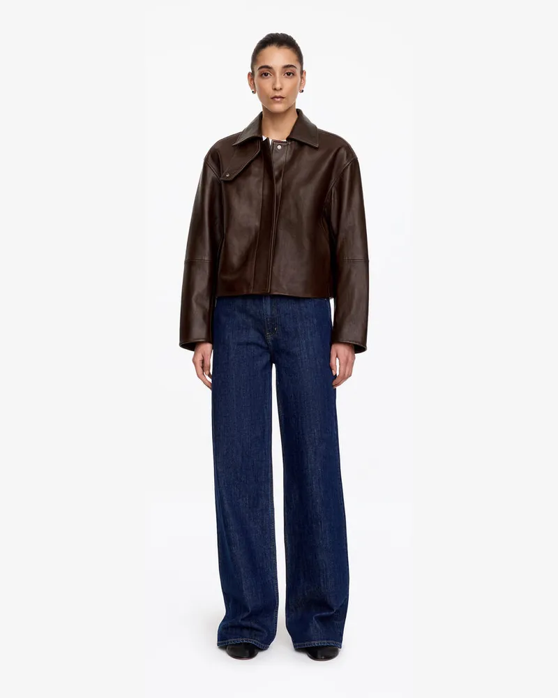 Arket Kurze Lederjacke -Braun Braun