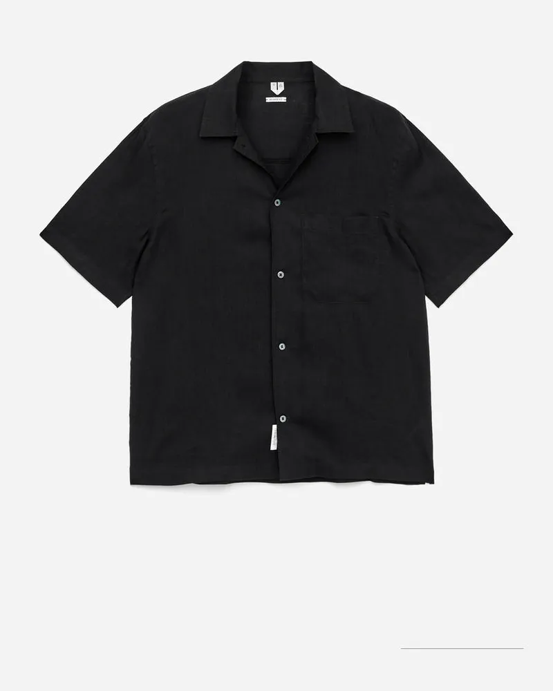 Arket Kurzarmhemd Aus Leinen -Schwarz Schwarz