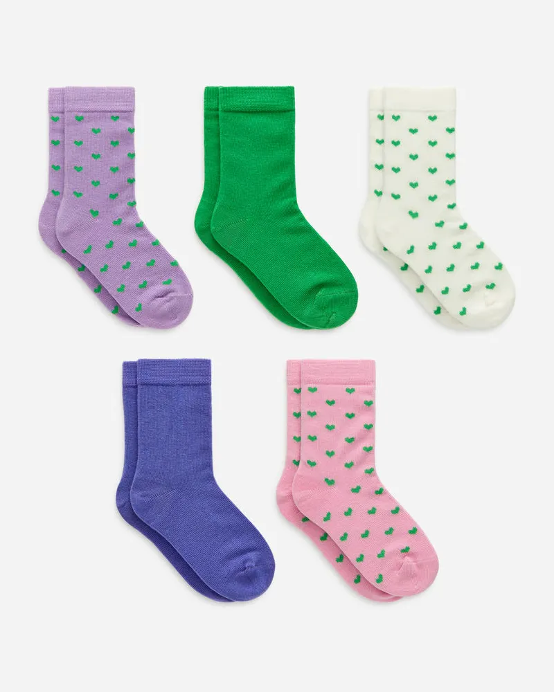Arket Baumwollsocken, 5Er-Pack - Lila|Grün|Weiß|Rosa|Mehrfarbig Mehrfarbig