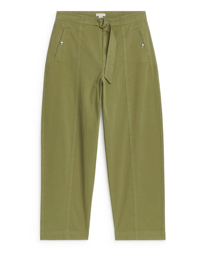 Arket Lockere Hose mit Gürtel Khaki