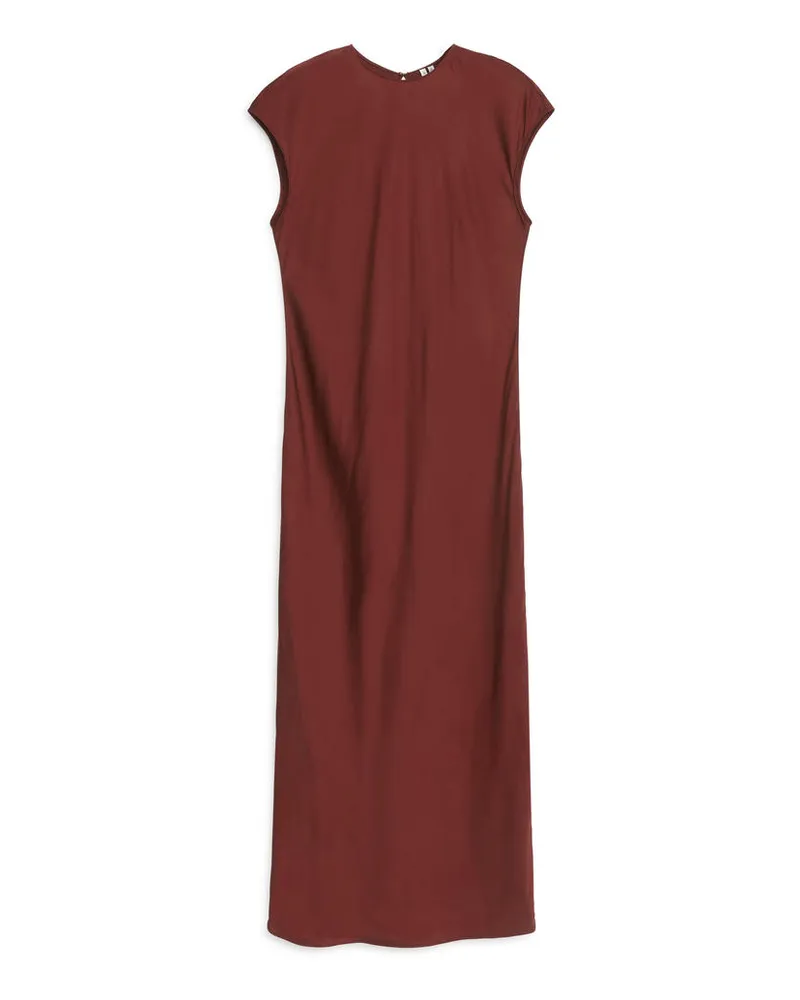 Arket Maxikleid Mit Flügelärmeln - Rot Dunkelrot