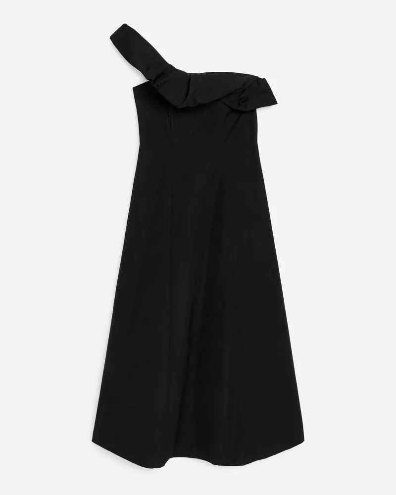 Arket Off-Shoulder-Taftkleid -Schwarz Schwarz