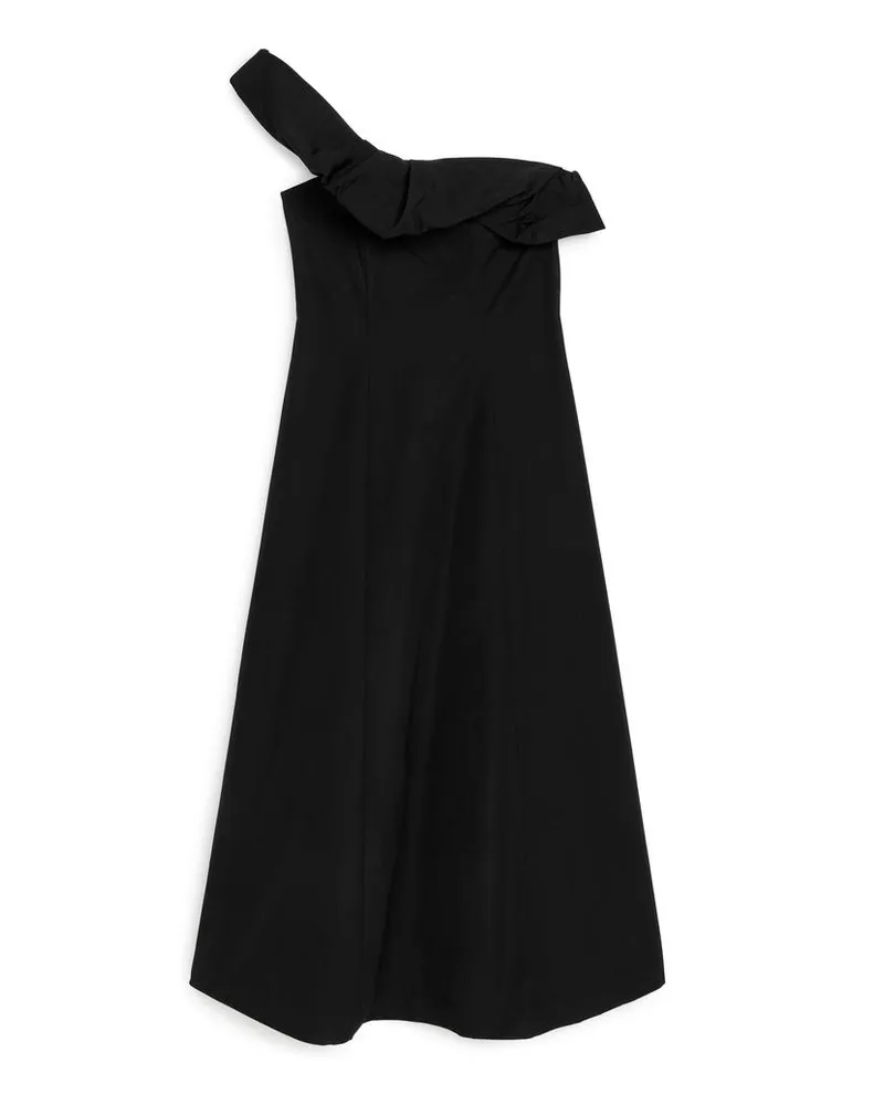 Arket Off-Shoulder-Taftkleid - Schwarz Schwarz