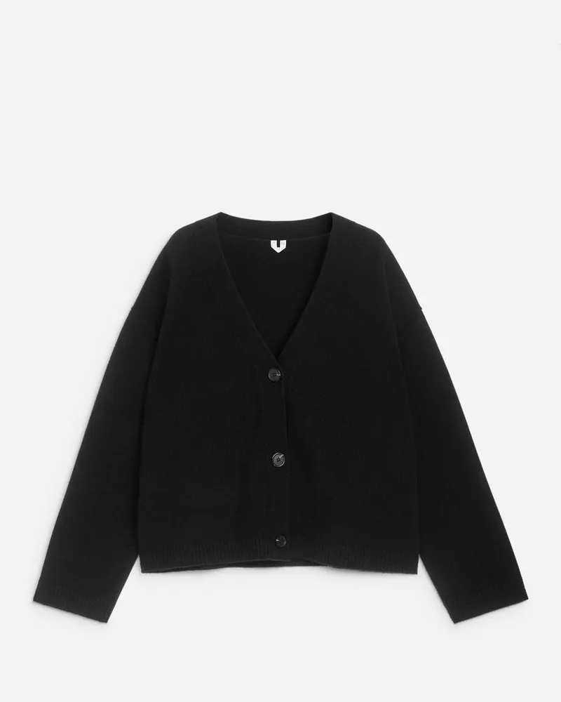 Arket Strickjacke Aus Kaschmir Und Wolle - Schwarz Schwarz