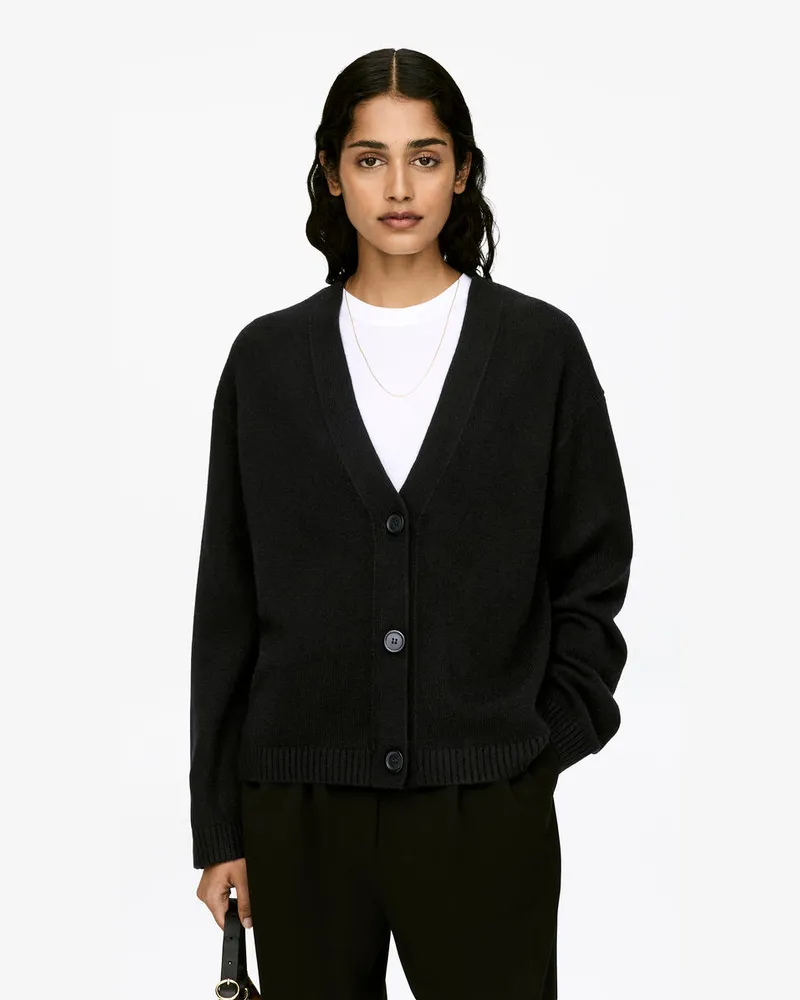 Arket Strickjacke Aus Kaschmir Und Wolle -Schwarz Schwarz