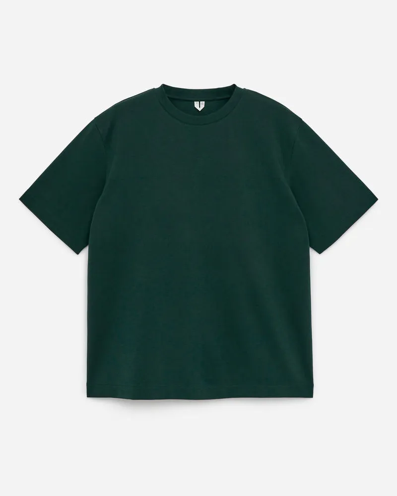 Arket Interlock-T-Shirt - Grün Dunkelgrün