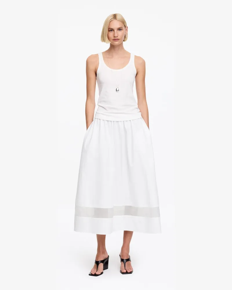 Arket Midirock Mit Organzadetail -Weiß Weiß