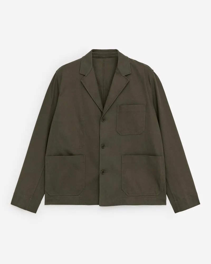 Arket Lässiger Blazer Aus Baumwolle Und Leinen -Grün Grün