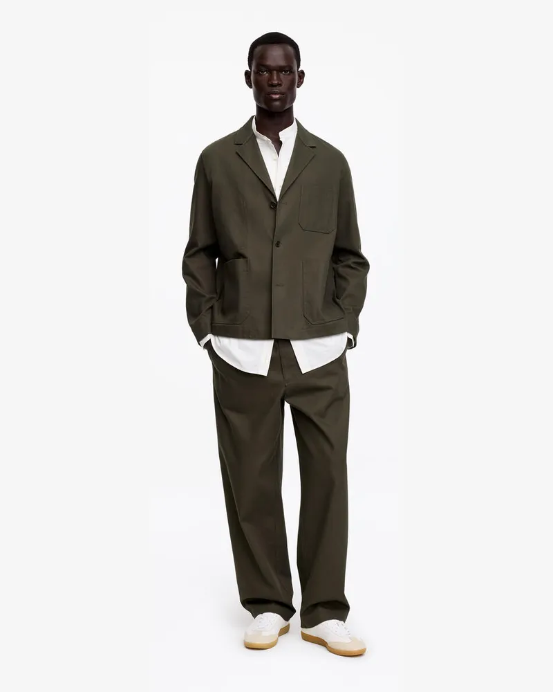 Arket Lässiger Blazer Aus Baumwolle Und Leinen -Grün Grün