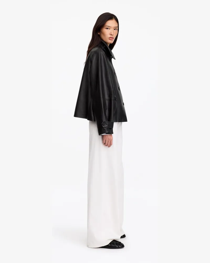 Arket Lederjacke In A-Linie -Schwarz Schwarz