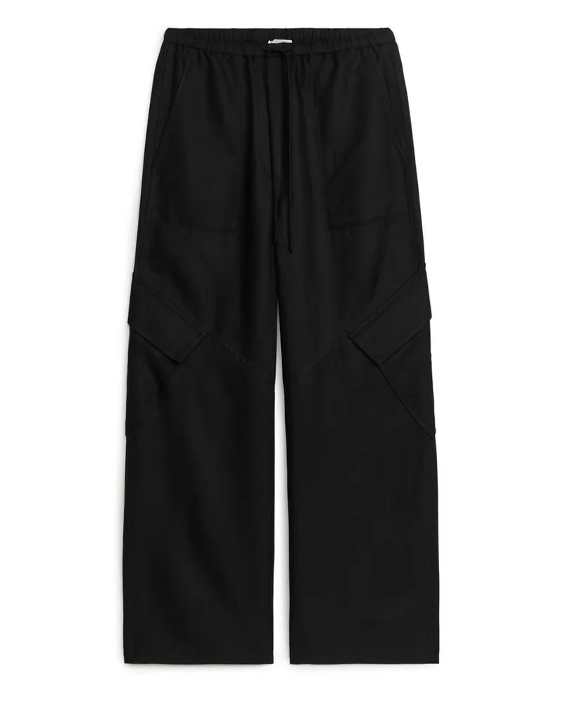 Arket Fließende Cargohose - Schwarz Schwarz