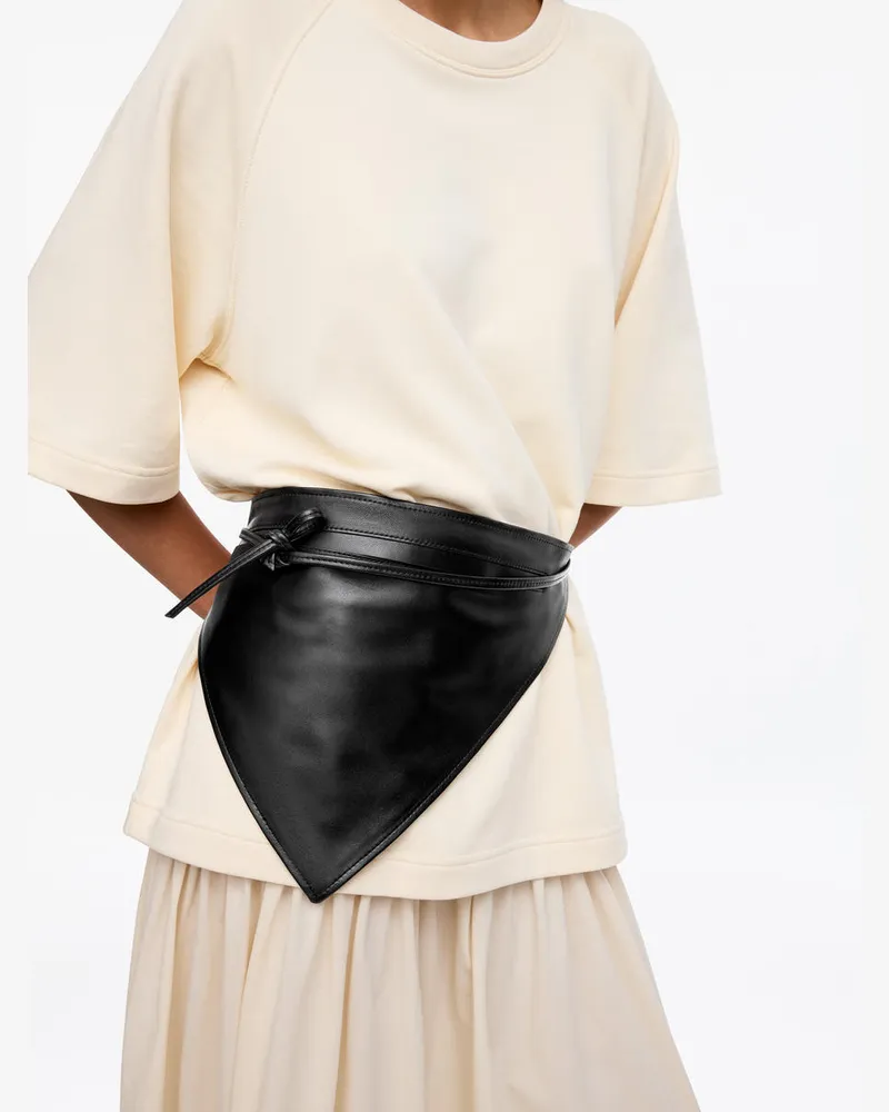 Arket Ledergürtel Mit Dreieckiger Tasche -Schwarz Schwarz