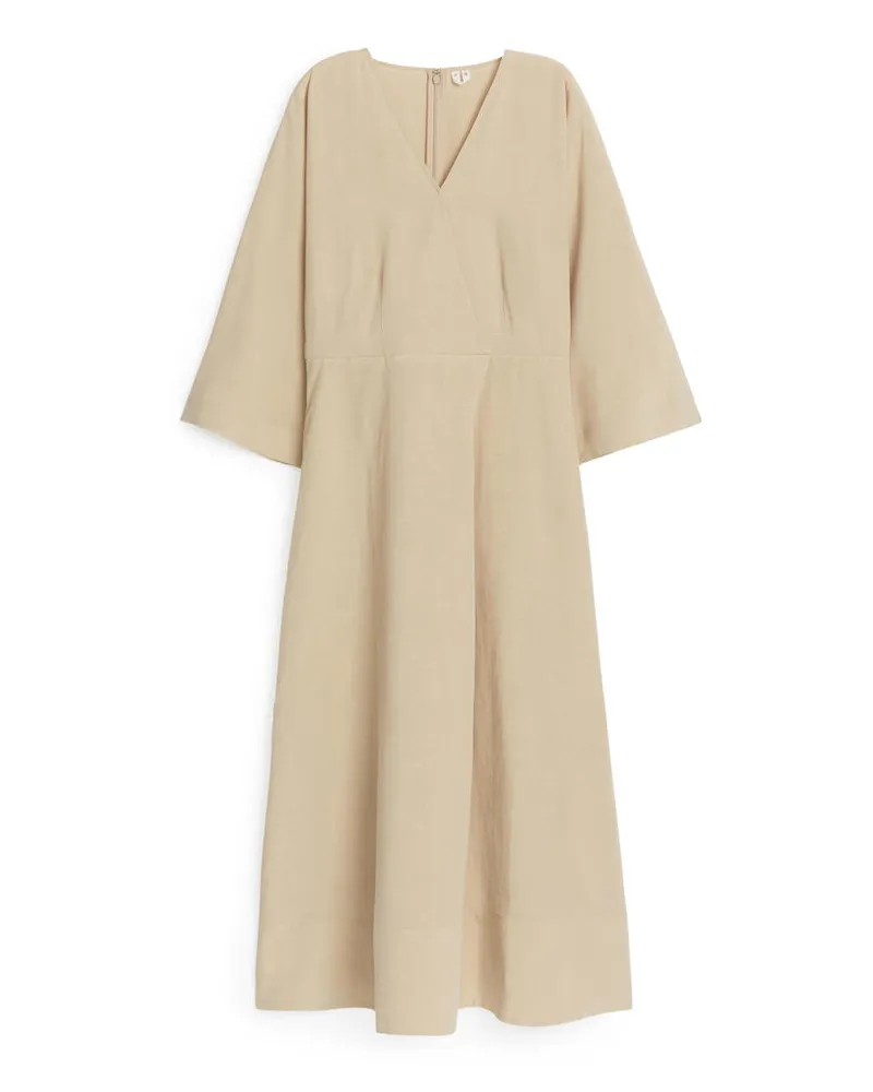 Arket Wickelkleid Aus Lyocell Und Leinen - Beige Beige