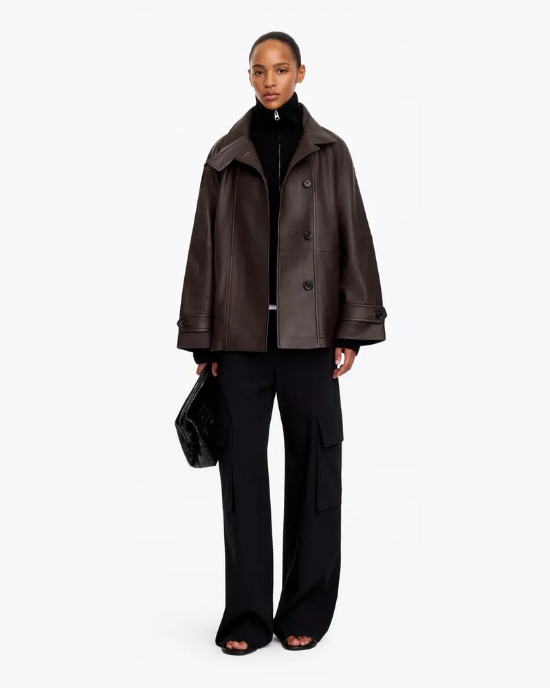 Arket Lockere Lederjacke -Braun Braun