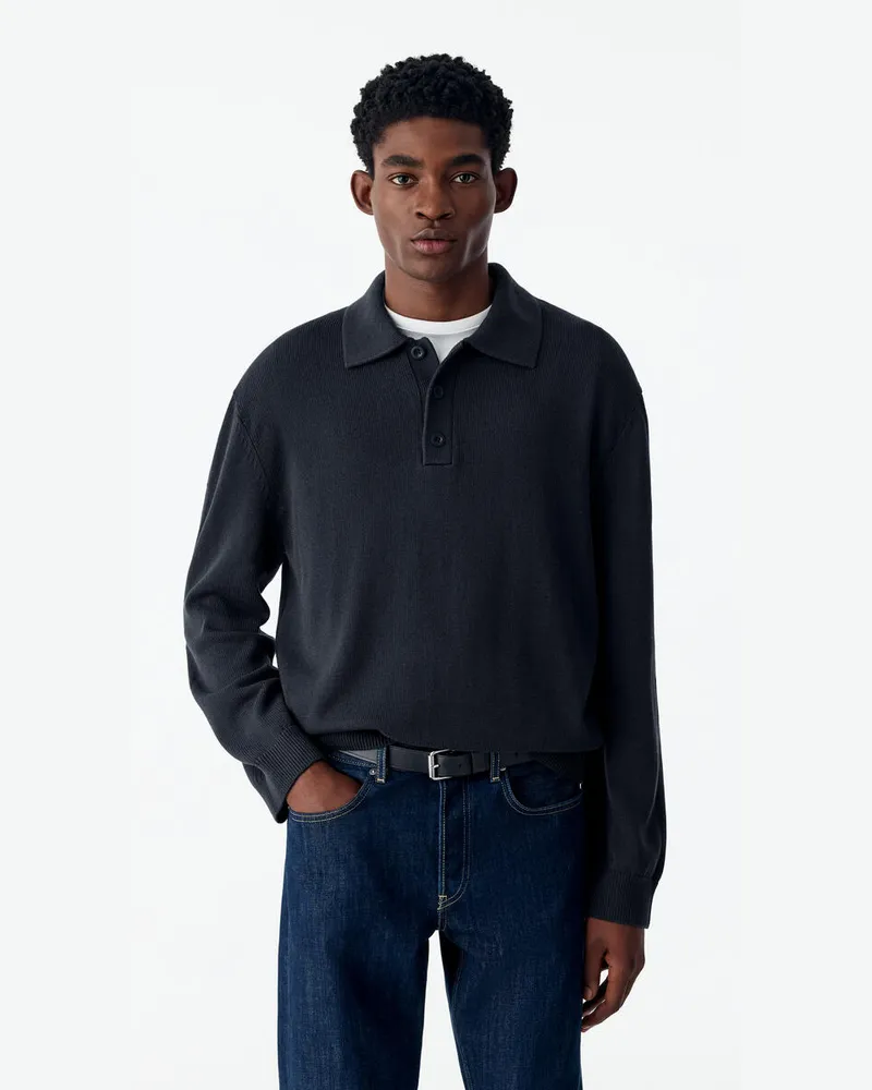 Arket Poloshirt Aus Baumwolle Und Lyocell -Blau Blau