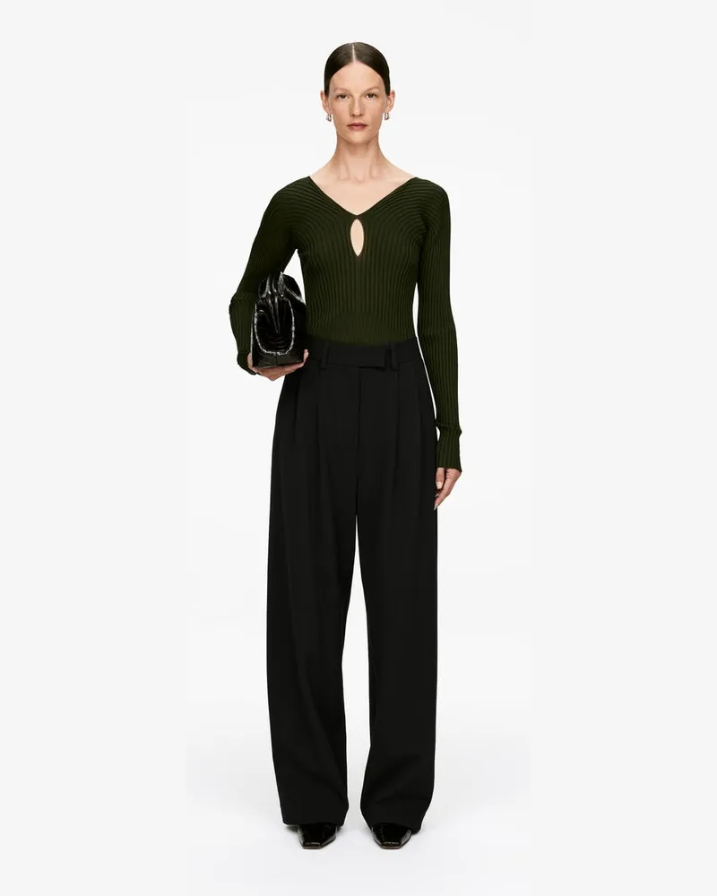 Arket Elegante Hose Mit Weitem Bein -Schwarz Schwarz
