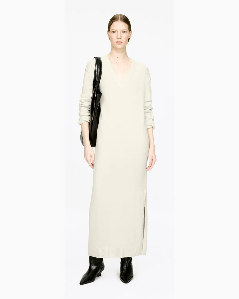 Arket Wollkleid Mit V-Ausschnitt -Weiß Weiß