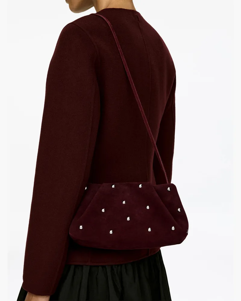 Arket Clutch Aus Veloursleder Mit Nieten -Rot Rot