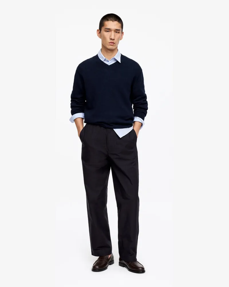 Arket Lockere Hopsack-Hose Aus Baumwolle -Blau Blau