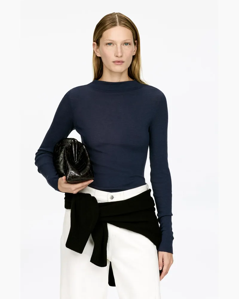 Arket Rippstrickoberteil Aus Wolle -Blau Blau