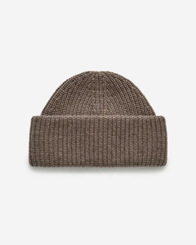 Arket Wollbeanie Mit Doppeltem Umschlag - Beige Graubraun