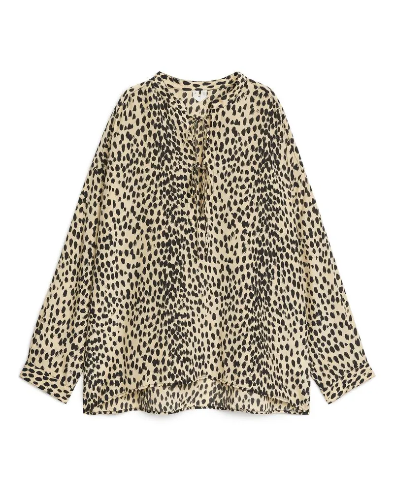 Arket Bluse Mit Print - Beige|Schwarz|Mehrfarbig Beige