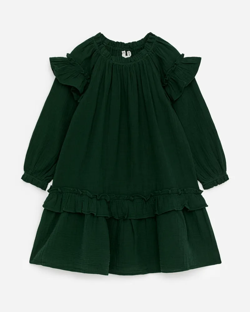 Arket Kleid Aus Baumwollmusselin -Grün Grün