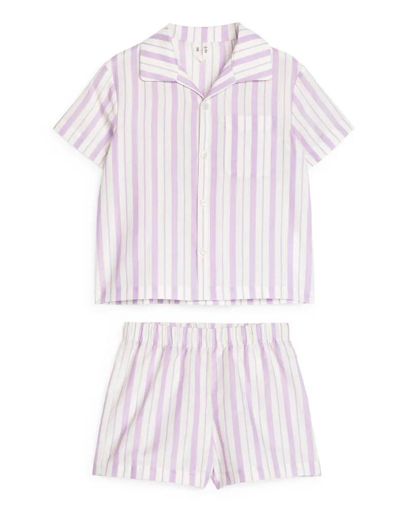 Arket Pyjama Aus Baumwolle - Mehrfarbig|Lila|Weiß Flieder