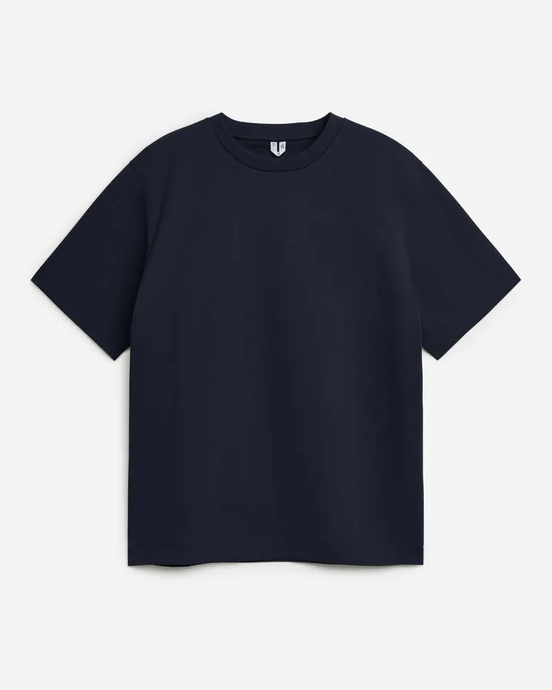 Arket Interlock-T-Shirt - Blau Dunkelblau