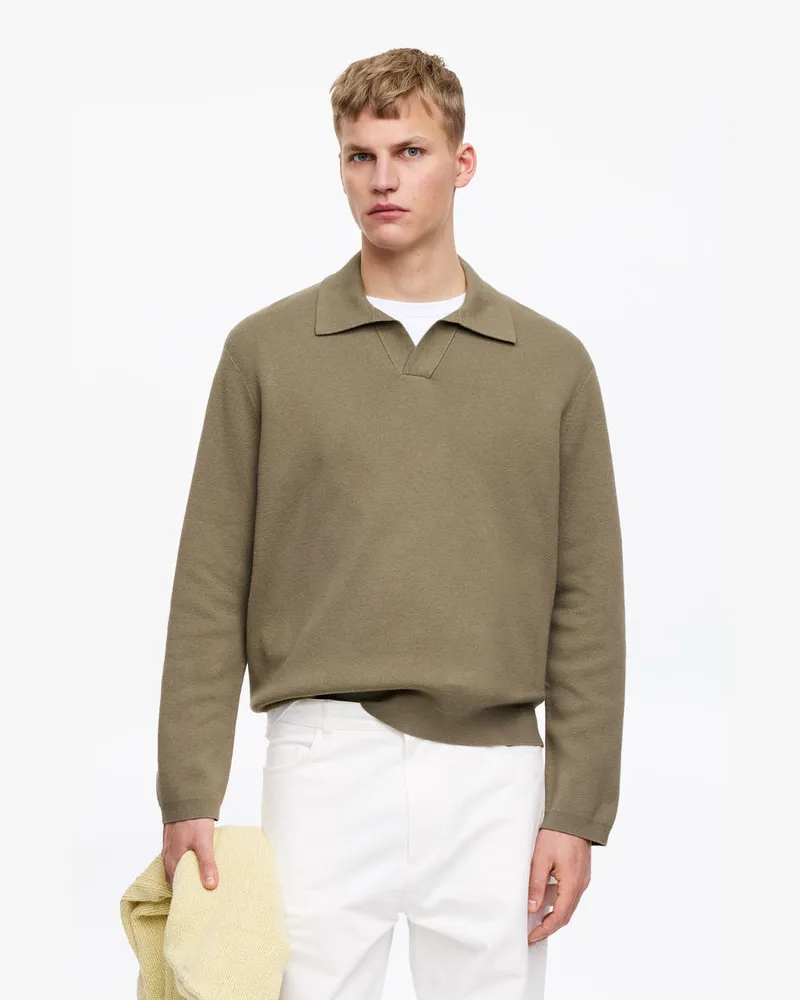 Arket Poloshirt Aus Baumwolle Und Seide -Grün Grün