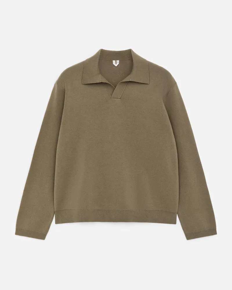 Arket Poloshirt Aus Baumwolle Und Seide -Grün Grün