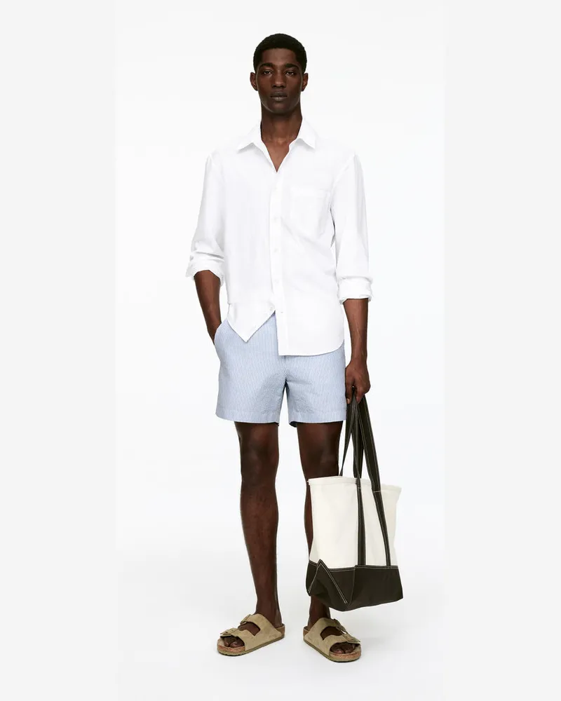 Arket Seersucker-Badeshorts -Blau Blau