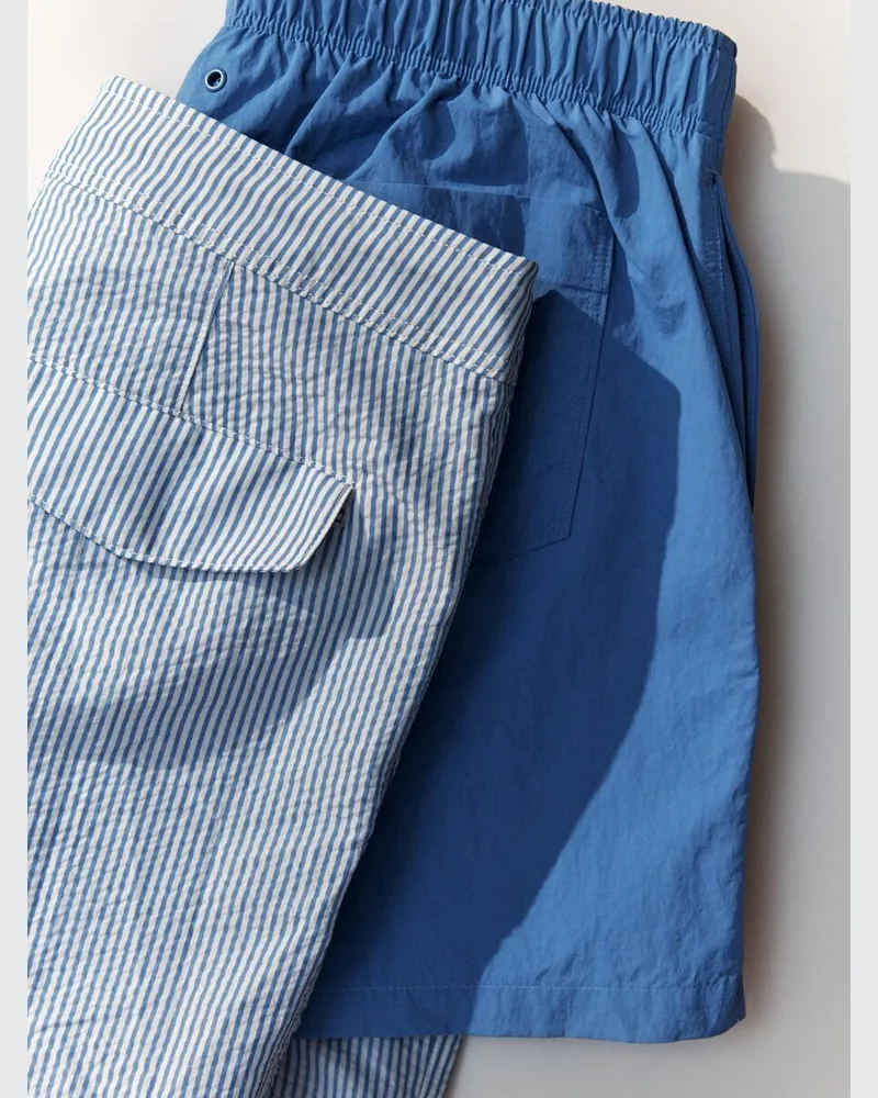 Arket Seersucker-Badeshorts -Blau Blau