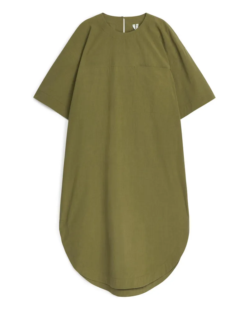 Arket Oversize-T-Shirt-Kleid - Grün Khaki