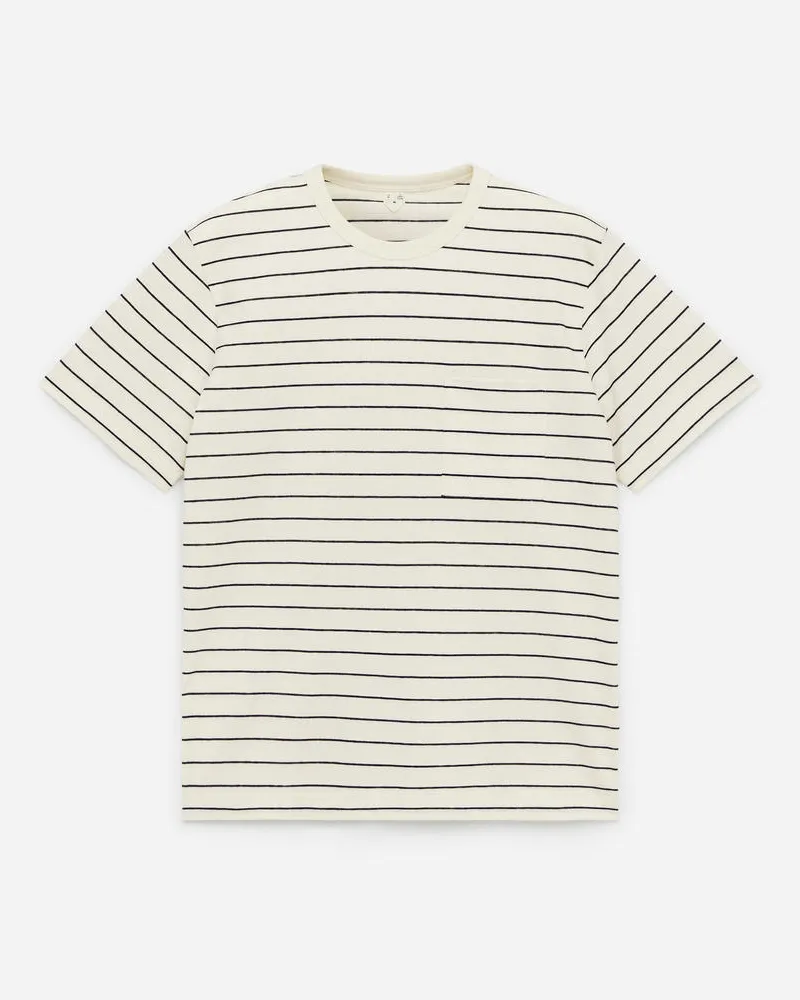 Arket T-Shirt Aus Baumwolle Und Leinen - Blau|Weiß|Mehrfarbig Weiß