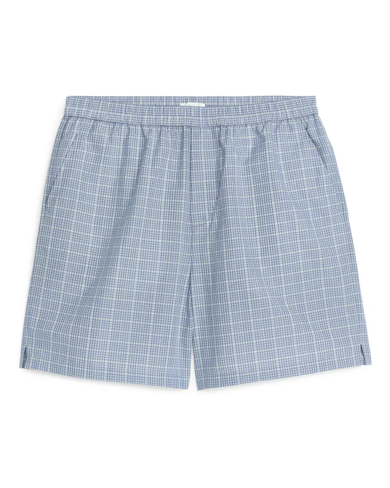 Arket Seersucker-Shorts - Blau|Mehrfarbig Taubenblau