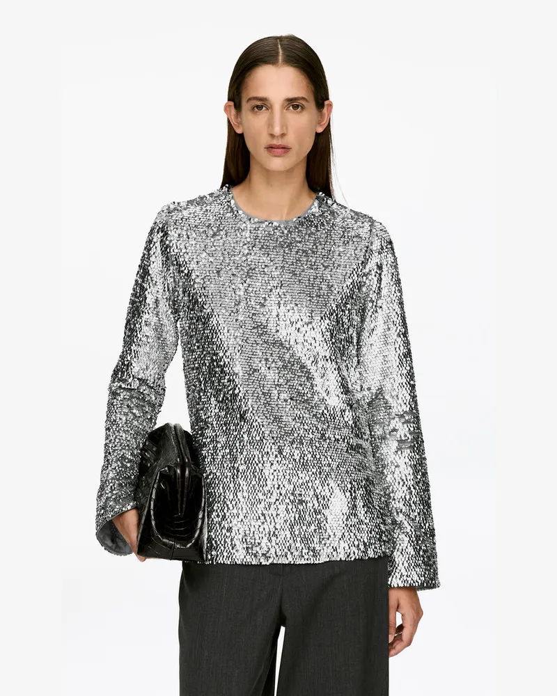 Arket Paillettenoberteil -Grau Grau