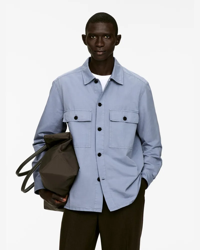 Arket Overshirt Aus Baumwolle Und Leinen -Blau Blau